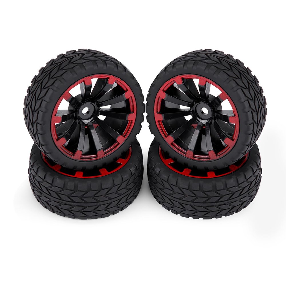 4pcs RC Tires, Off-Road Vehicle Wheel Rims RC Crawler Tyre Rubber Tire Wheels for RC 1:10 Car Part(Grain Pattern) Car Model Accessory Rc On Road Tires Rc On Road Tires Rc Car Tires