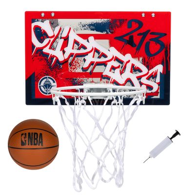 Franklin Sports NBA LA Clippers Over The Door Basketball Hoop - Kids Indoor Hoop with Mini Basketball - NBA Fan Shop Toy for Bedroom + Office - Over The Door Set