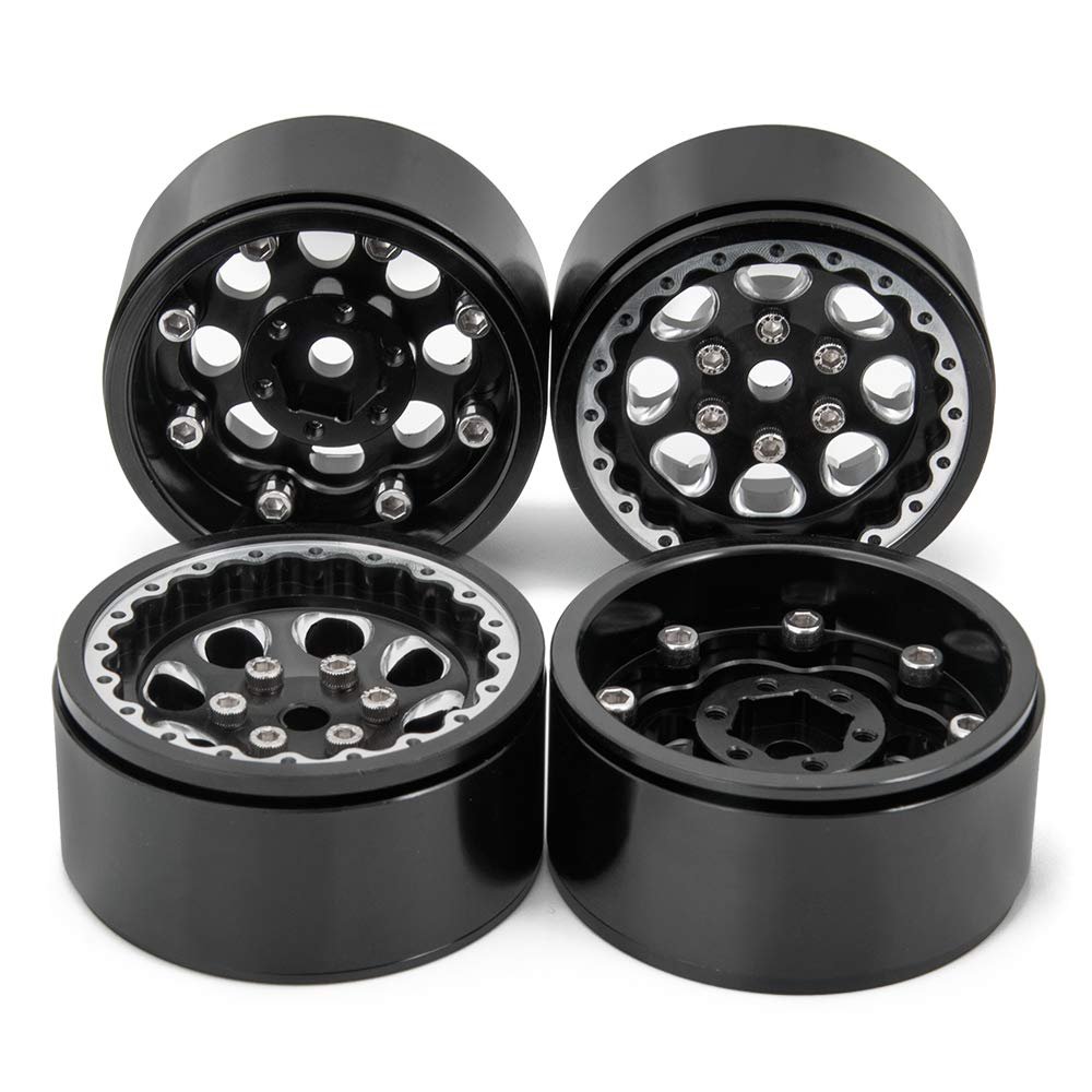 QUE-T 4pcs 1.9" Metal Beadlock Wheel Rims for 1/10 RC Crawler SCX10 D90 TRX4