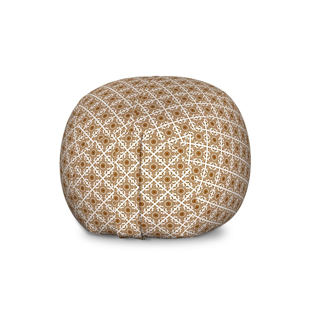 Ambesonne Ethnic Storage Toy Bag Chair, Thai Mosaic Art Culture Abstract Lines Dots Pattern Folk Design, Stuffed Animal Organizer Washable Bag, Large Size, Redwood White