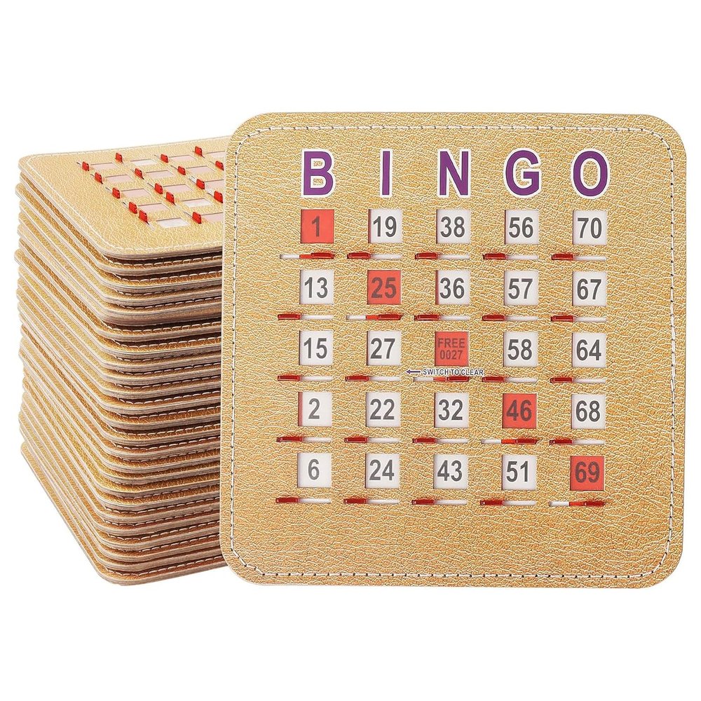 GSE Games & Sports Expert 5Ply Stitched Shutter Bingo Cards, Finger-Tip Shutter Slide Bingo Cards, Easy-Read Large Print Bingo Cardboard with Sliding Windows (25-Pack)