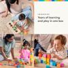 LOVEVERY | The Block Set | Solid Wood Building Blocks and Shapes + Wooden Storage Box, 70 Pieces, 18 Colors, 20+ Activities, Toddler Block Set and Converts into a Pull Car, Ages 12 to 48+ months view 2