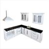Melody Jane Dollhouse Black & White Fitted Kitchen Furniture Set Modern Units & Appliances view 1