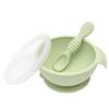 Bumkins Baby Bowl, Silicone Feeding Set with Suction for Baby and Toddler, Includes Spoon and Lid, First Feeding Set, Training Essentials for Baby Led Weaning for Babies 4 Months Up, Sage view 1