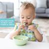 Bumkins Baby Bowl, Silicone Feeding Set with Suction for Baby and Toddler, Includes Spoon and Lid, First Feeding Set, Training Essentials for Baby Led Weaning for Babies 4 Months Up, Sage view 3
