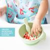 Bumkins Baby Bowl, Silicone Feeding Set with Suction for Baby and Toddler, Includes Spoon and Lid, First Feeding Set, Training Essentials for Baby Led Weaning for Babies 4 Months Up, Sage view 4