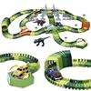 WESPREX Dinosaur Race Track Toy Set 288 PCS, Flexible Track Playset w/ 240 Tracks, 1 Dinosaur Car, 1 Race Car, 1 Drawbridge, 1 Tunnel, Create A Dino Track, Dinosaur Toy Gift for Kids Boys Girls Age 3+ view 1