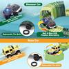 WESPREX Dinosaur Race Track Toy Set 288 PCS, Flexible Track Playset w/ 240 Tracks, 1 Dinosaur Car, 1 Race Car, 1 Drawbridge, 1 Tunnel, Create A Dino Track, Dinosaur Toy Gift for Kids Boys Girls Age 3+ view 2