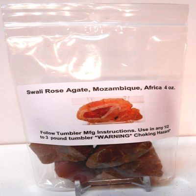 Rock Tumbler Gem Refill Kit - Swali Rose Agate Rough, Mozambique,Africa, 4 oz
