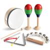 MUSICUBE 7 Pcs Musical Instrument Toys Set for Kids Wooden Percussion Instrument with Hand Drum, Maracas, Triangles, Hand Bell Educational Instrument for Toddler Birthday Gift for Boys Girls Aged 3+ view 1