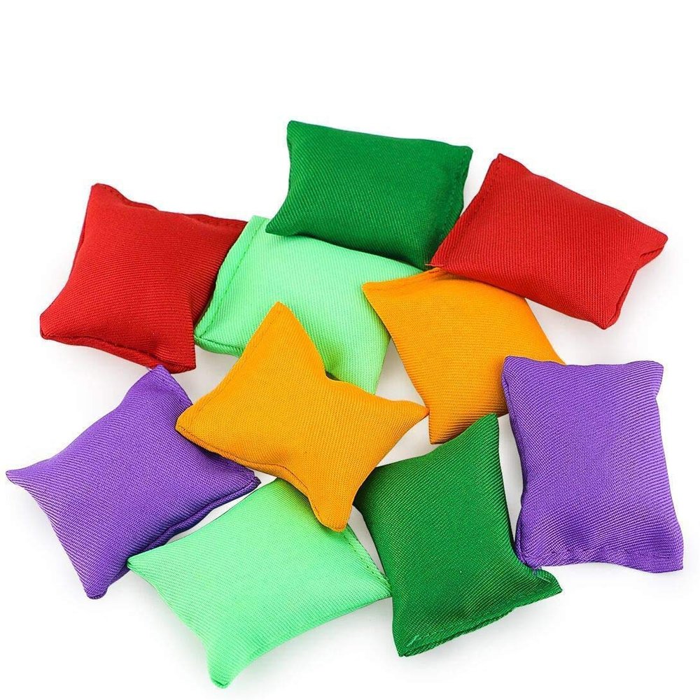 Hslife Small Colorful Nylon Bean Bags for Hand Toss Games - Durable Kids & Outdoor Cornhole Bean Bags, Tossing Bags for Classroom, Backyard, and Family Activities (2in-20 Pcs)