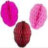 3-Pack 13.5 Inch Honeycomb Raspberry Decoration, Pink Mix view 1