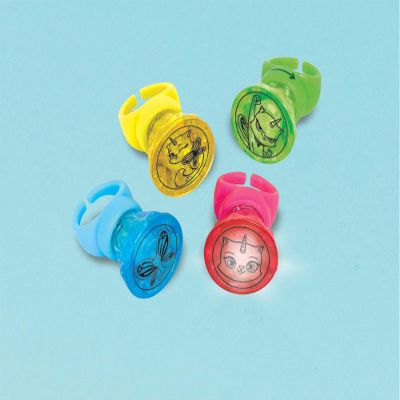 Amscan Rainbow Butterfly Unicorn Kitty Light Up Ring, 1 5/8", Assorted
