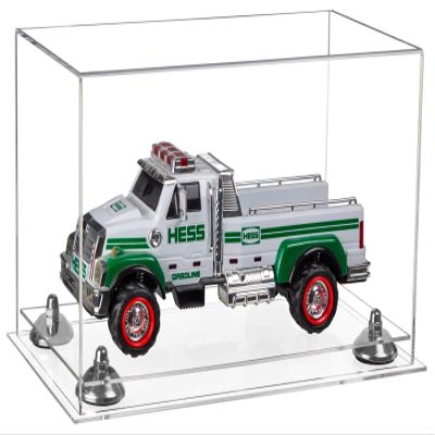 Better Display Cases Versatile Clear Acrylic Display Case - Medium Rectangle Box with Silver Risers and Clear Base 14" x 8" x 8.5" (A011-SR)