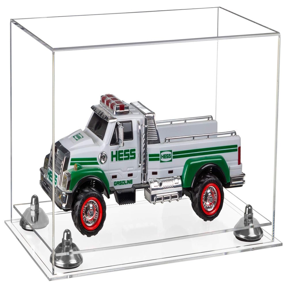 Better Display Cases Versatile Clear Acrylic Display Case - Medium Rectangle Box with Silver Risers and Clear Base 14" x 8" x 8.5" (A011-SR)