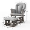 Child Craft Cozy Glider Rocker and Ottoman Set, Smooth Quiet Gliding Motion, Padded Cushion with Convenient Storage Pockets, Solid Wood Base & Frame (Dapper Gray with Light Gray Cushion) view 3