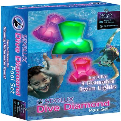 Dive Diamonds  Diving Toys and Light Up Pool Toys for Kids | Ages 4-8+, 1-8 Players | Glow in the Dark Pool Toys, Light Up Dive Toys | Swim Toys | Pool Diving Toys | Bright, Easy Grip, 100% Reusable