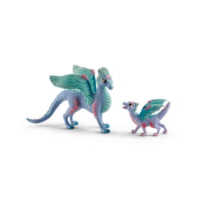 Schleich Bayala - 2 PC Flower Dragon and Baby Toy Set for Girls and Boys - Durable Fantasy Fairy Animal Figurines - Cute Pink and Blue Dragon Figures - Fun Wyvern Playset for Kids Ages 5+ - 70592