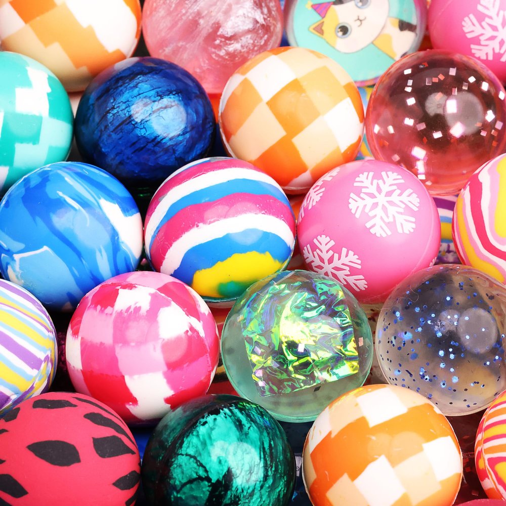 Bouncy Balls Assorted Bulk Toys Pack 50psc 1 inch 25mm - Super Ball for Toddlers and Adults Party Favors Pinata Filler Goodie Bags Stuffers for Kids - Treasure Box Toys for Classroom Carnival Prizes