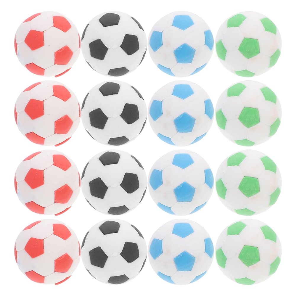 24Pcs Small Football Erasers, Assorted Color Soccer Pencil Erasers, Mini Sports Ornaments for Kids, Students, Office, School Supplies, 0.90 Inch