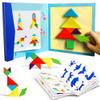 Beestech Wooden Tangram Puzzle Book, Travel Games for Kids in Car, Plane or Take Out for Restaurant, Educational Learning Puzzles Toys, On The Go Toys for Kids, Boys, Girls 3,4,5,6,7,8 Years Old view 1