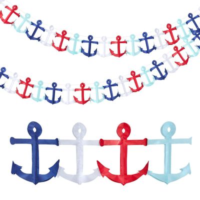 Boao 2 Pieces 8ft Nautical Garland Cruise Birthday Decorations Coastal Christmas Ornaments Triangle Flags Hanging Banner for Yacht Party Decorations Baby Shower Wedding Home Cabin Door