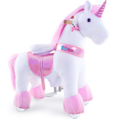 PonyCycle Ride on Horse for Toddlers 2-5 Size 3 Pink Unicorn Ride on Toys Pony Cycle Riding Unicorn Horse Riding Toy on Wheels with Music Sounds Birthday Gifts, Outdoor Indoor Ux302.