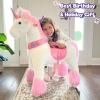 PonyCycle Ride on Horse for Toddlers 2-5 Size 3 Pink Unicorn Ride on Toys Pony Cycle Riding Unicorn Horse Riding Toy on Wheels with Music Sounds Birthday Gifts, Outdoor Indoor Ux302. view 2