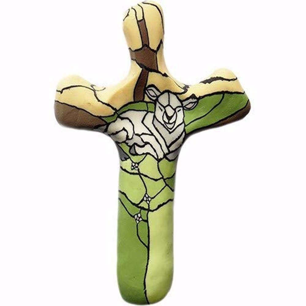 Calypso Studios by First & Main 3" Lamb of God Comforting Clay Pocket Cross