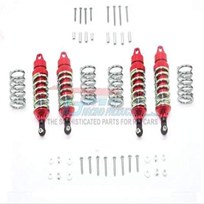 GPM For Traxxas Rustler 4X4 VXL (67076-4) Upgrade Parts Aluminum Front + Rear Shocks (Low Center of Gravity Version) - 4Pc Set Red