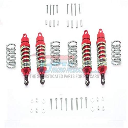 GPM For Traxxas Rustler 4X4 VXL (67076-4) Upgrade Parts Aluminum Front + Rear Shocks (Low Center of Gravity Version) - 4Pc Set Red