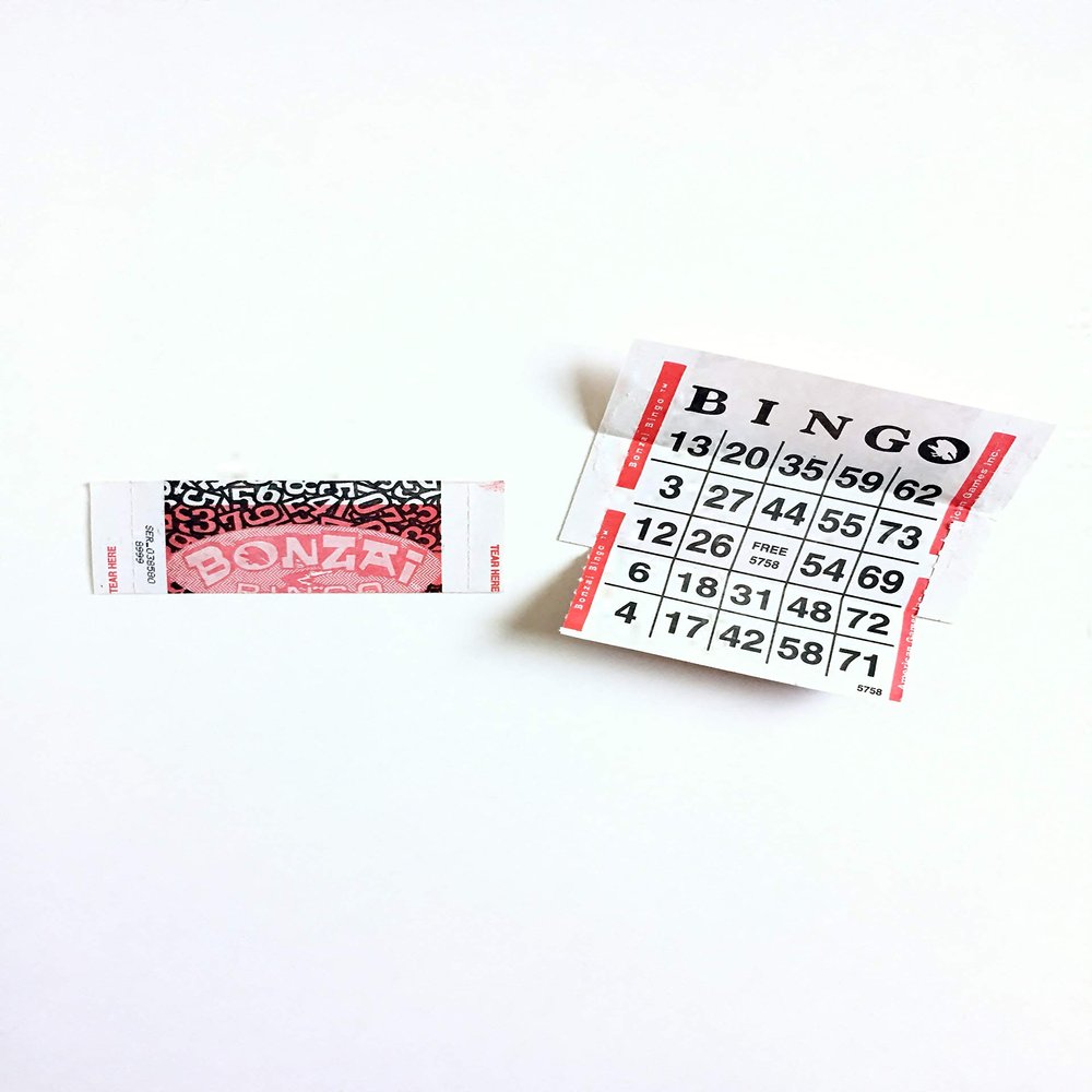 United Novelty 1 on Single Face Bonzai Bingo Sealed/Folded/Tear Open Paper Cards- Pack of 500- Color Red