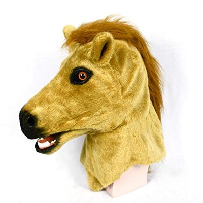 SHENGUS-Mask Halloween Party Novelty Furry Animal Brown Horse Mask Animal Carnival Moving Mouth Masks (Color : Brown)