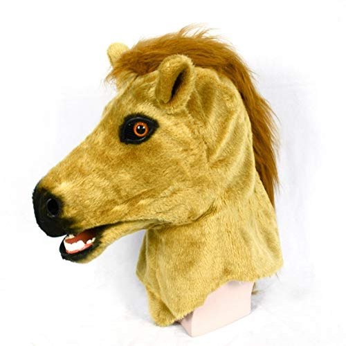 SHENGUS-Mask Halloween Party Novelty Furry Animal Brown Horse Mask Animal Carnival Moving Mouth Masks (Color : Brown)