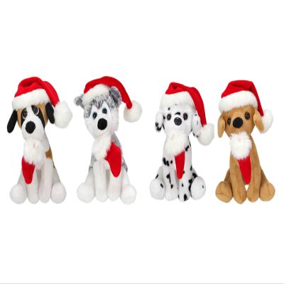 Plushland Xmas Pawpal with Santa Hat Stuffed Animals Plush Puppet Dog 8 Inches for Kids - A Perfect Christmas Day Gift on This Holiday for Babies (Christmas Dog Assortment)