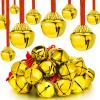 50 Pieces Bell Necklaces for Christmas Holiday Party (Red Cord, Gold Bell) view 1