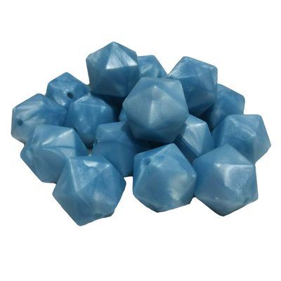 Alenybeby 50pcs 14mm Silicone Polygon Pearl Beads for Pen Silicone Geometric Icosahedron Shape Beads Hexagon Bulk Bead for Keychain DIY Mom Woman Lanyards Craft Jewelry Making
