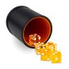 Leather Dice Cup with 5 Casino Dice, Orange view 1
