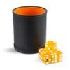 Leather Dice Cup with 5 Casino Dice, Orange view 2