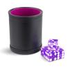 Leather Dice Cup with 5 Casino Dice, Purple view 2
