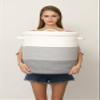 16" x 16" x 18" Extra Large Storage Basket with Lid, Cotton Rope Storage Baskets, Laundry Hamper, Cloth Bin, for Clothes Towels Storage in Living Room, Light Grey/Grey with Cover view 2