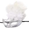 Coolwife Costume Mask Feather Masquerade Mask Halloween Mardi Gras Cosplay Party Masque (Couple Silver White) view 3
