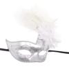 Coolwife Costume Mask Feather Masquerade Mask Halloween Mardi Gras Cosplay Party Masque (Couple Silver White) view 4