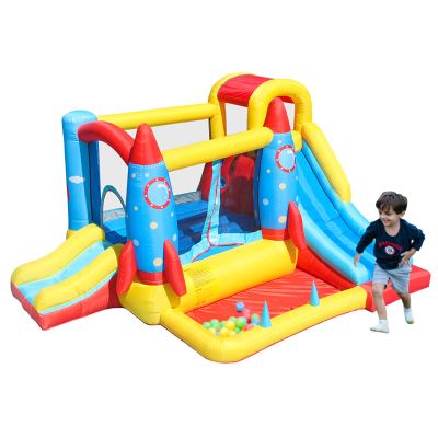 AirMyFun Inflatable Bounce House,Bouncy Castle with Air Blower,Play House with Ball Pit,Inflatable Kids Slide,Jumping Castle with Carry Bag(Rocket Theme)
