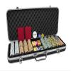 DA VINCI Monte Carlo Poker Club Set of 500 14 Gram 3 Tone Chips with Upgrade Ding Proof Black ABS Case, 2 Decks Plastic Playing Cards, 2 Cut Cards, Dealer and Blind Buttons view 1