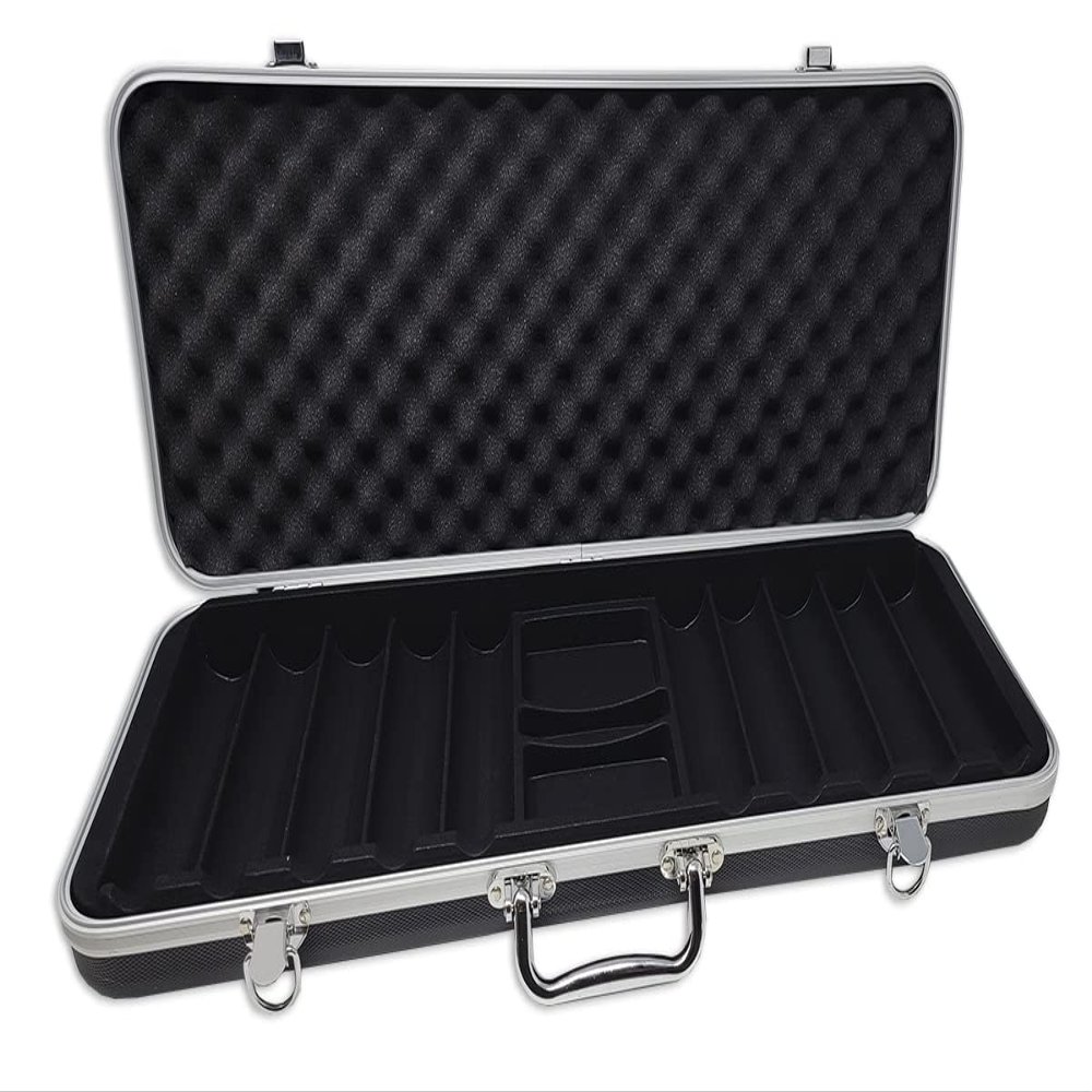 DA VINCI Black ABS Poker Chip Case with 500 Chips Capacity - Upgraded Ding Proof Side Panels