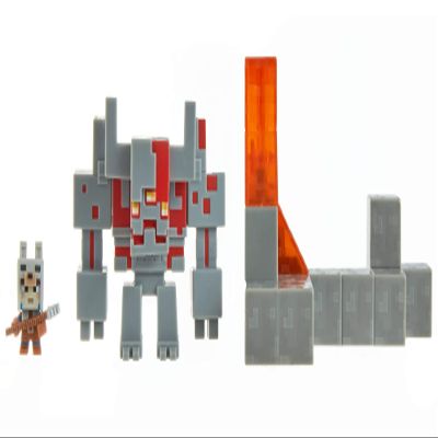 Mattel Minecraft Dungeons Mini Battle Box, with Exclusive Redstone Monstrosity, Valorie Character and Lava Set Piece, Action and Adventure Toy Based on Video Game, Gift for Kids Age 6 and Older