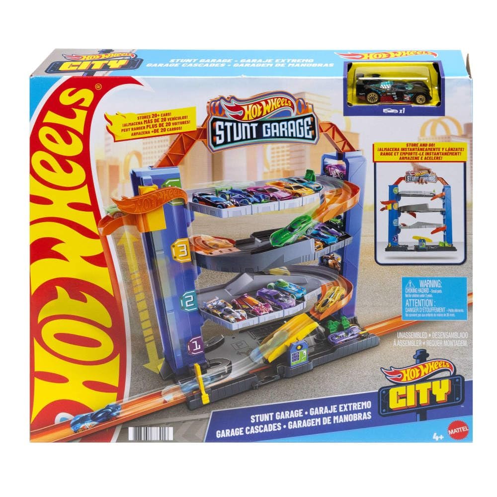Hot Wheels City Stunt Garage Play Set Gift Idea for Ages 3 to 8 Years Elevator to Upper Levels Connects to Other Sets