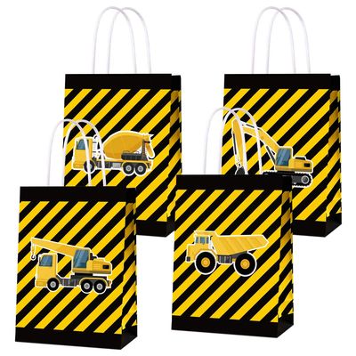 16 PCS Construction Party Goodie Favor Candy Treat Bags for Construction Birthday Party Supplies Construction Theme Party Truck Gift Bags for Kids Boys