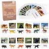 MEROCO Montessori Zoo Safari Animal Match - Miniature Figurines with 2 Part Matching Cards Montessori Language Materials Preschool Learning Toy NEWTT004 view 1